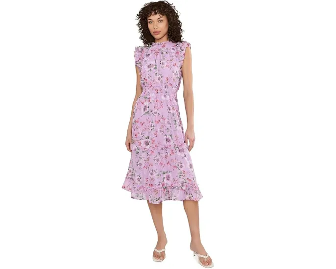 Платье миди CeCe с пышными рукавами и присборенной талией