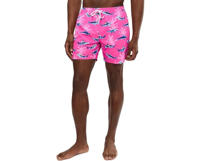 Плавки Chubbies The Great Pink Sharks 14 см с принтом под кожу акулы и защитной подкладкой