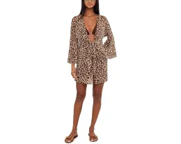 Туника Safari Leopard Stretch Mesh с запахом спереди от BECCA