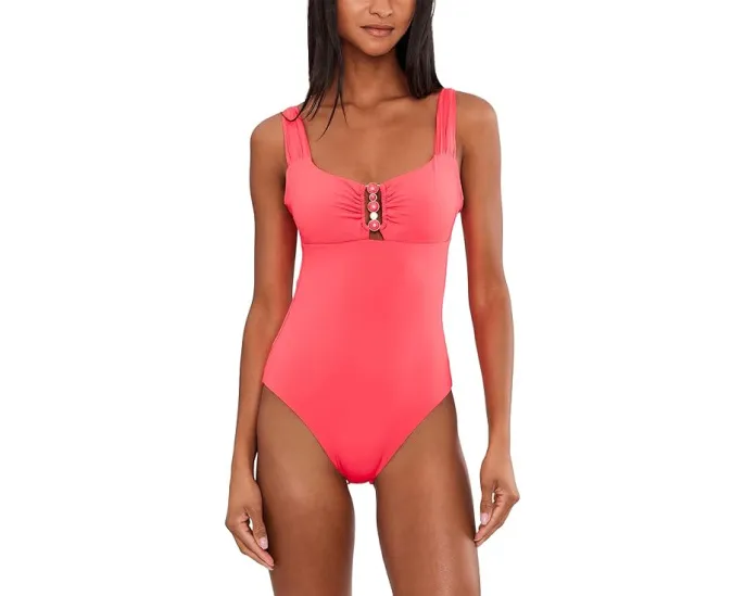 Цельный купальник BECCA Marble Canyon Ariyah с глубоким вырезом