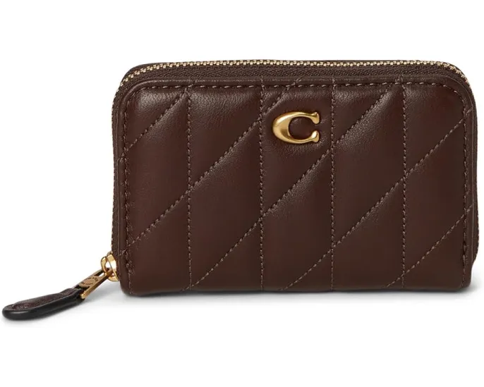 Маленький кардхолдер COACH с объемной стежкой и застежкой-молнией