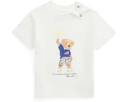 Polo Ralph Lauren Футболка Polo Bear из хлопкового джерси для малышей белая с мишкой