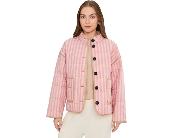 Куртка с квадратной стежкой и накладными карманами из хлопка и вискозы Avec Les Filles