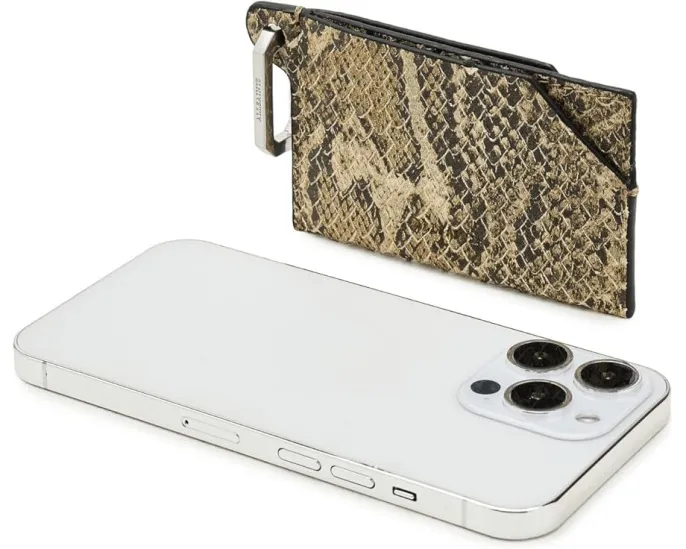 Кардхолдер AllSaints Hex Snake с карабином и тиснением под змею