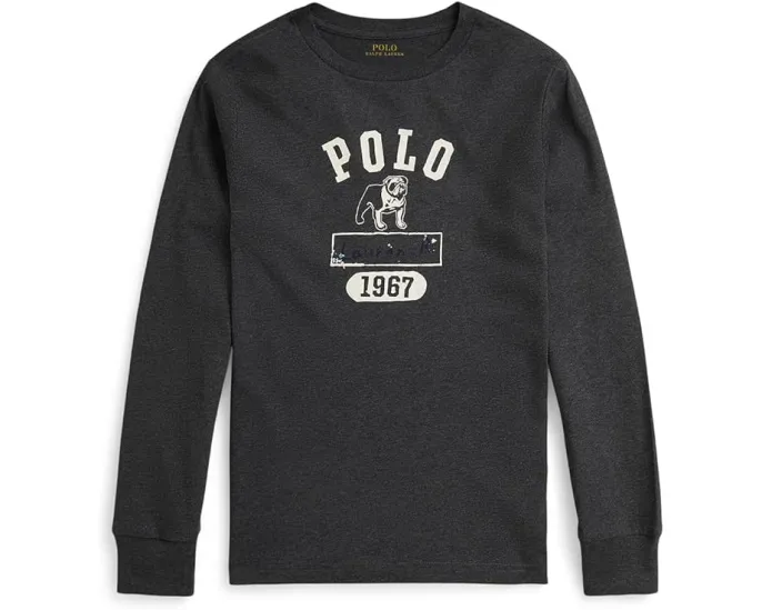 Хлопковая футболка с длинным рукавом и принтом Polo Ralph Lauren Kids для старших детей