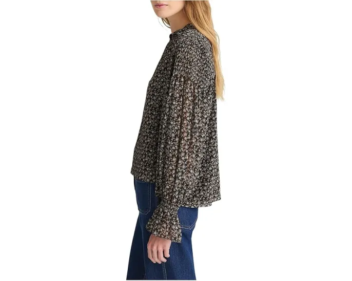 Топ Madewell Lizzy Top с V-образным вырезом и прозрачными длинными рукавами