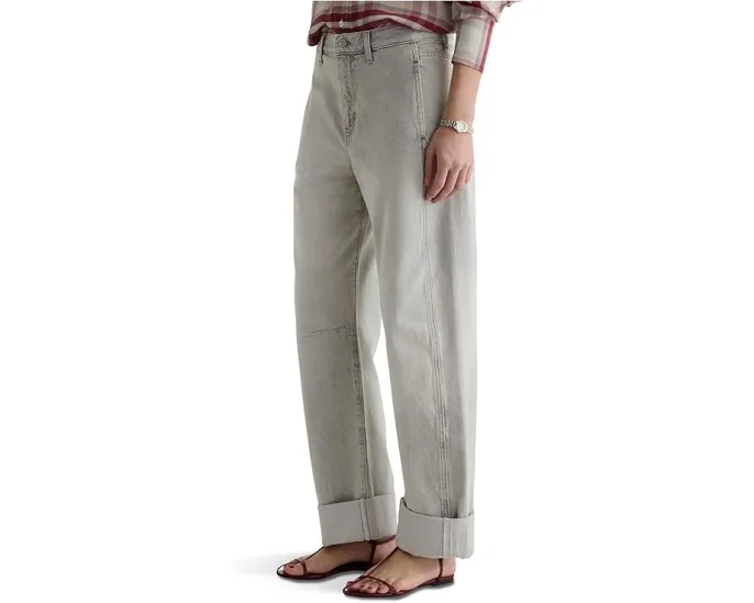 Джинсы Mercer High-Rise Cuffed Barrel AG Jeans в Sensory с манжетами