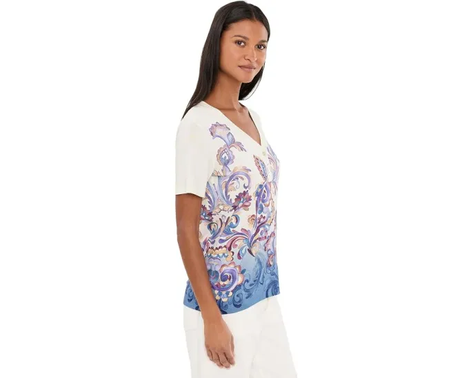 Футболка любимая The Janie Favorite Button Neck Tee от Johnny Was