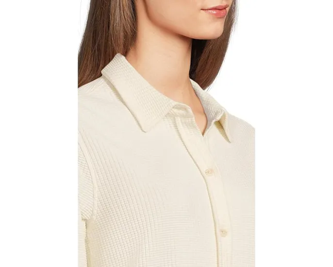 Кардиган Lilla P Collared Button Down с воротником и ажурной вязкой