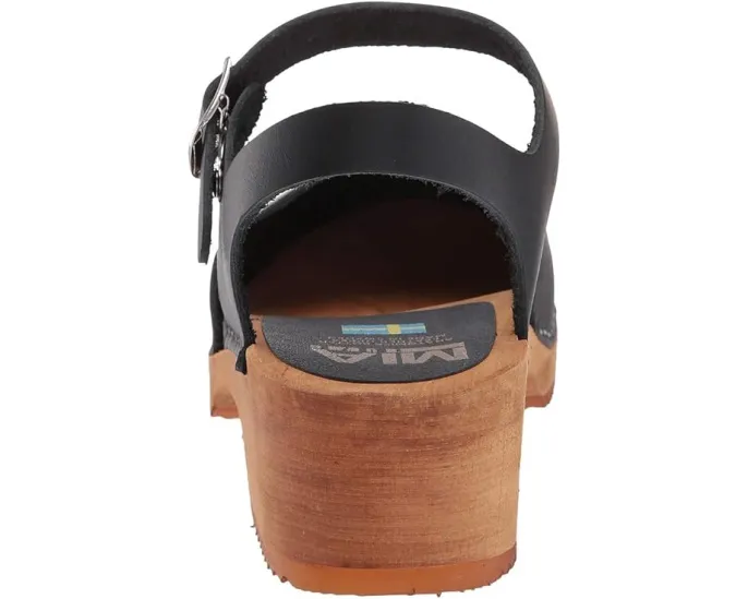 Кожаные сабо MIA Sofia с деревянной платформой и ремешком на щиколотке