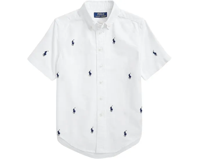 Polo Ralph Lauren рубашка с коротким рукавом для детей Pony Oxford White Navy
