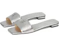 COACH босоножки Sculpted C Metallic Leather Flat Sandals кожаные серебристые