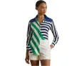 Классическая полосатая блуза Lauren Ralph Lauren из крепа с длинными рукавами