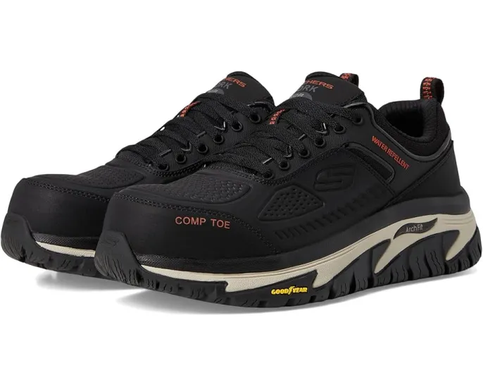 Кроссовки Skechers Arch Fit Road Walker Comp Toe черные с композитным носком