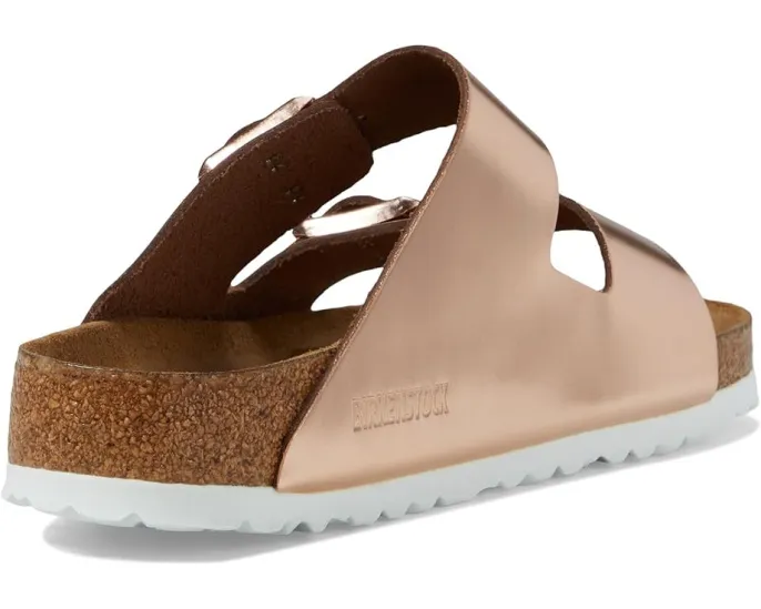 Сандалии Birkenstock Arizona Soft Footbed из металлизированной кожи с пробковой стелькой