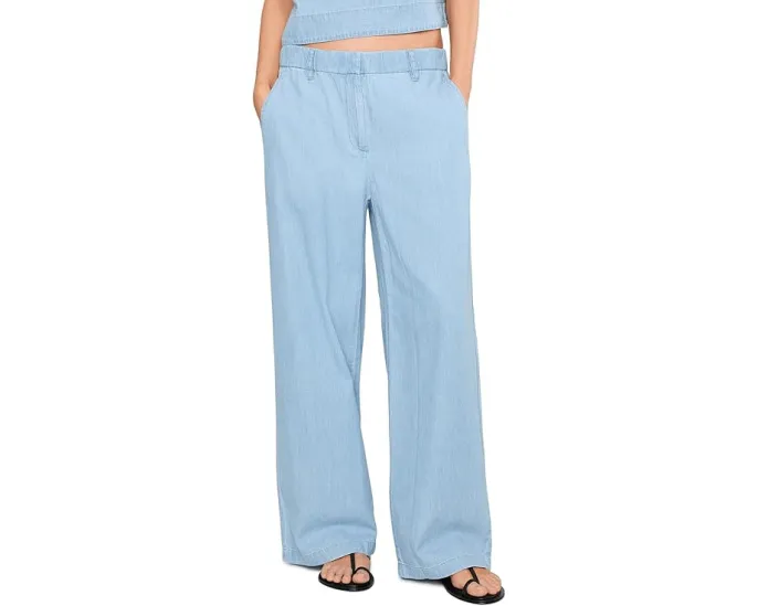 Lightweight Organic Cotton Denim High-Waisted Full Length Trousers
