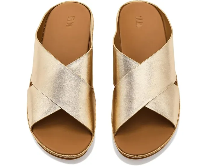 Сандалии Lulu Lux Cross Slides с переплетением из кожи и платформой от FitFlop