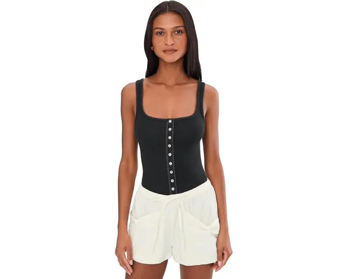 Топ Free People End Game Pointelle с вырезом сердечком и застежкой на пуговицах