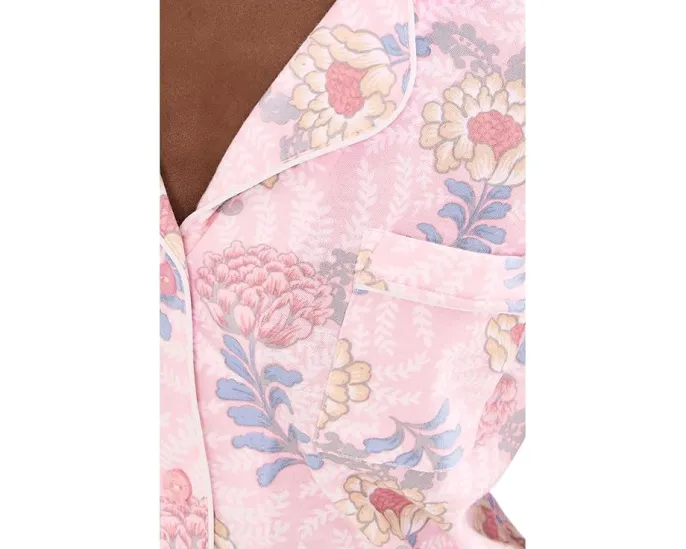 Пижамный комплект Karen Neuburger с рукавом три четверти и отложным воротником