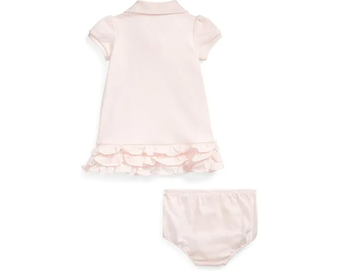 Polo Ralph Lauren Kids Платье для девочки с рюшами и комплектом блумеров