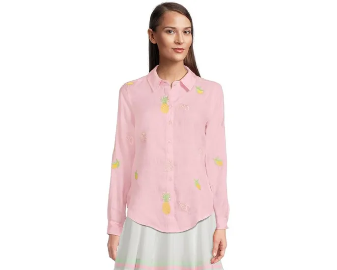 Рубашка из льна Lilly Pulitzer Sea View с накладными карманами