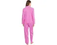 Пижамный комплект Long Sleeve Notch Collar Long Pants PJ от Lauren Ralph Lauren с принтом в розовую полоску