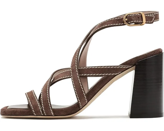 Туфли Park Block 85 на устойчивом каблуке Stuart Weitzman ярко-синие и натуральные