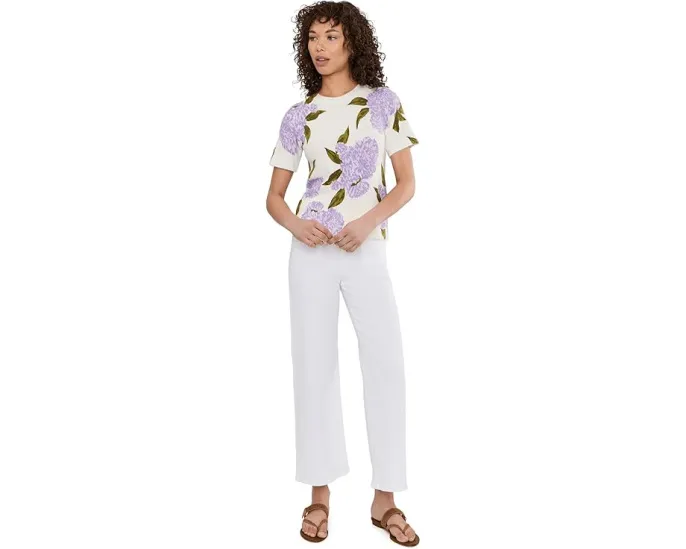 Кофта CeCe с коротким рукавом и цветочным узором гортензии