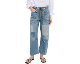 Джинсы We The Free Moxie с зауженным силуэтом и эффектом потертостей Free People
