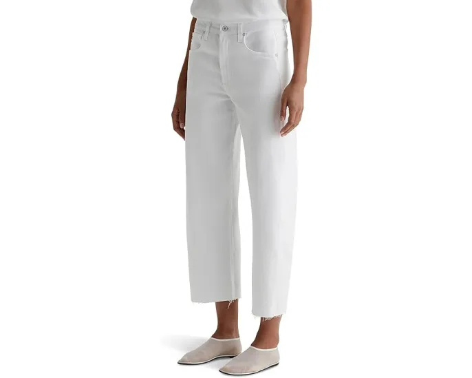 Белые джинсы AG Jeans Hattie с высокой посадкой и бочкообразным кроем