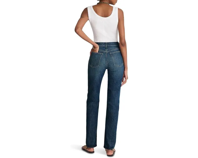 Madewell Длинные прямые джинсы Greendale Wash с высокой посадкой и пятью карманами