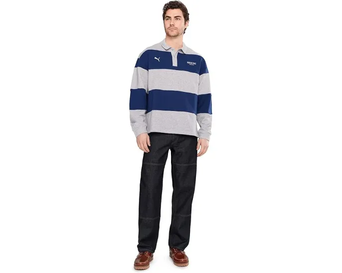 PUMA Porsche Legacy Lifestyle Crew Striped Knit Top футболка поло из френч терри с полосками