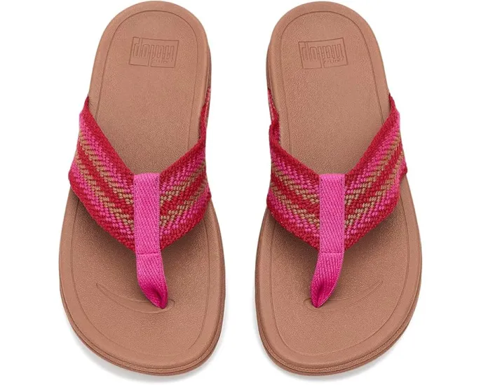 FitFlop Surfa Stripe-Webbing Toe-Post Sandals с ремешками из тесьмы