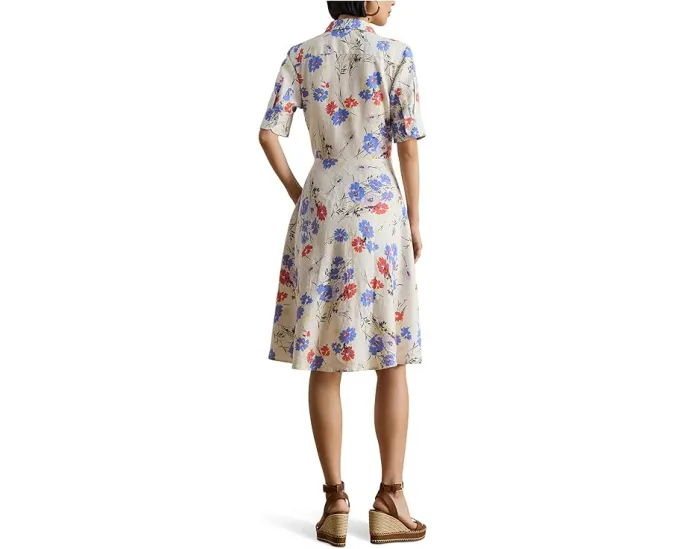 Lauren Ralph Lauren Платье-рубашка из льна с запахом и цветочным принтом