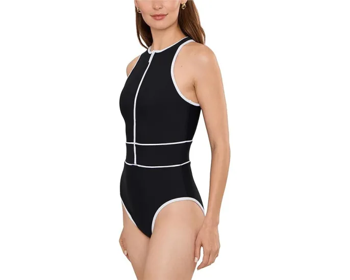 Спортивный купальник BECCA Shannon с высоким воротом и молнией спереди