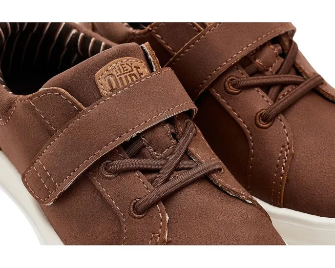 Hey Dude Kids Paul Pro Classic кожаные ботинки с липучкой и эластичной шнуровкой