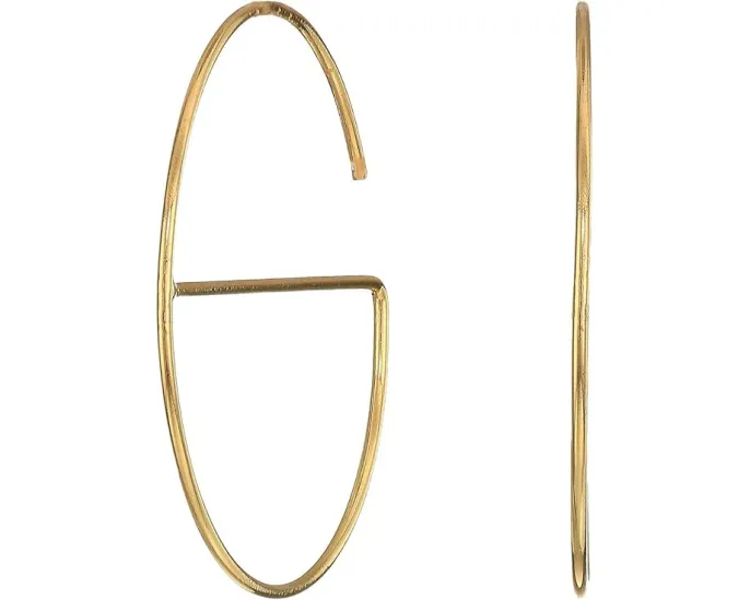 Серьги Rebecca Minkoff Small Circle/Bar Hoop с перемычкой и золотым покрытием
