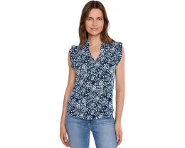 Топ NIC+ZOE Shibori Lilies с рукавом и принтом индиго