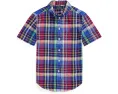 Polo Ralph Lauren Kids Клетчатая льняная рубашка с коротким рукавом для больших детей
