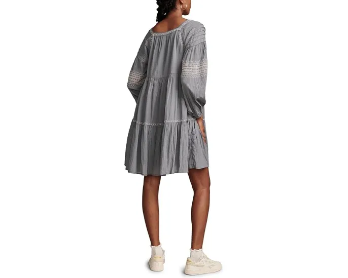 Embroidered Tiered Long Sleeve Mini