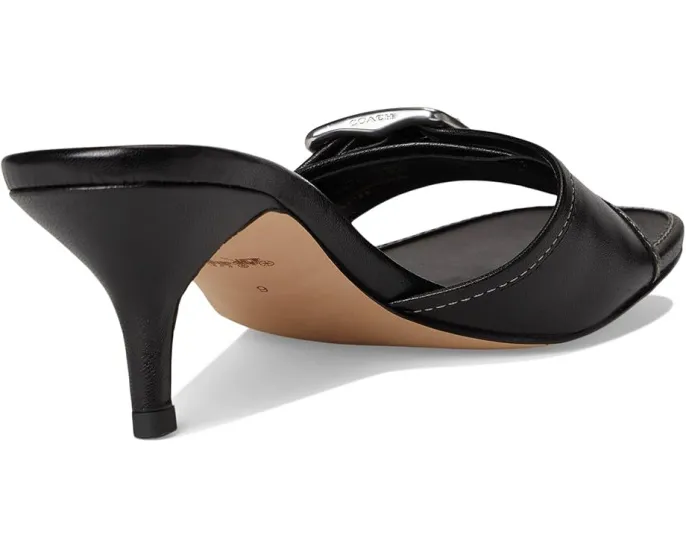 Кожаные босоножки COACH Margot на низком каблуке с пряжкой