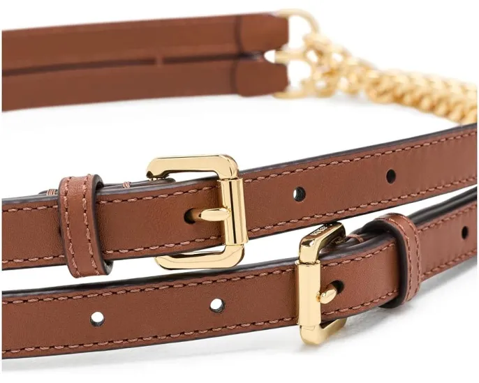 Lauren Ralph Lauren ремень Stacked Chain из кожи с цепочкой