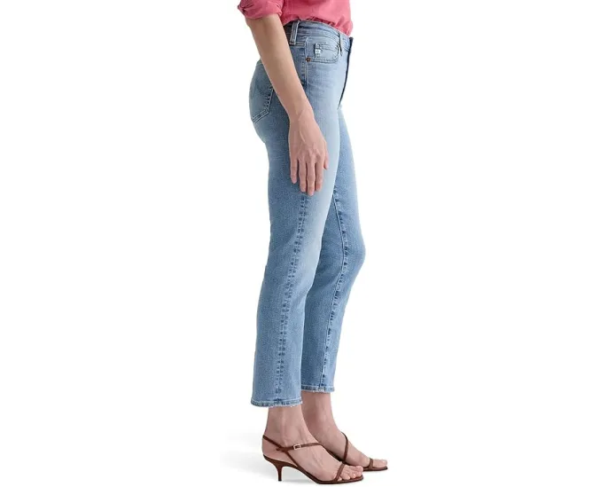 Джинсы AG Jeans Mari с завышенной талией и прямым укороченным кроем в цвете Marina Blue