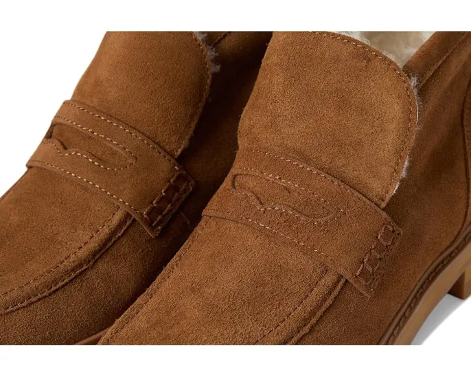 Ботинки Rory Lug Loafer Bootie из замши с овчиной и подошвой на протекторе Madewell