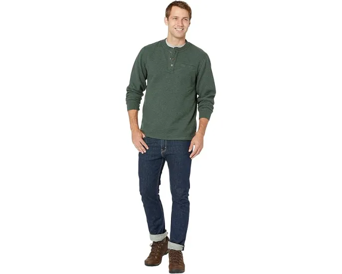 Хенли L.L.Bean Katahdin Iron Works с вафельной вязкой и планкой на пуговицах