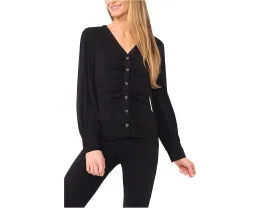 Вязаный кардиган CeCe с V-образным вырезом и длинными рукавами на пуговицах