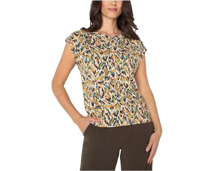 Топ Liverpool Los Angeles Petite без рукавов с лодочкой и складками на плечах