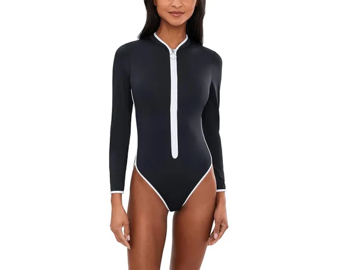 Цельнокроеный купальник Seafolly Collective с длинным рукавом и замком спереди