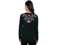 Футболка Johnny Was Mixed Media Henley Elizabeth с вышивкой из хлопка
