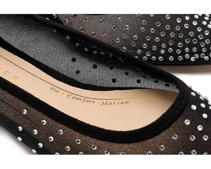 Балетки Gracelynn с острым носком стразами и каблуком 2.5 см